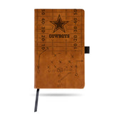 Dallas Cowboys Laser Engraved Brown Notepad With Elastic Band Journal Logo
