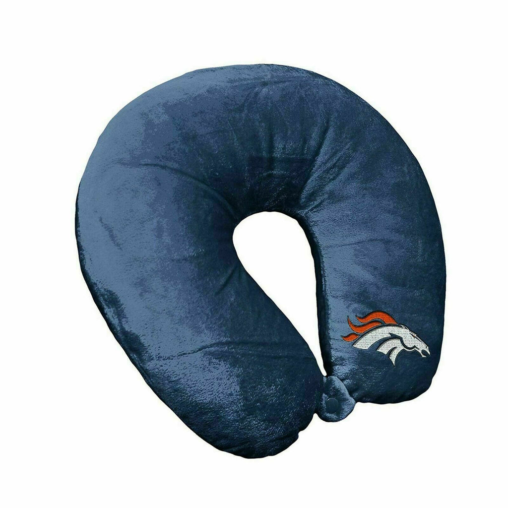 Denver Broncos Applique Travel Neck Pillow Team Logo Color Snap Closure Polyester