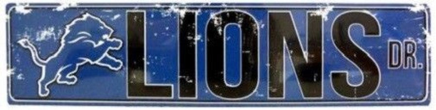 Detroit Lions Street Metal 24 X 5.5" Sign Drive Nfl Dr Road Ave Distressed