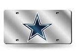 Dallas Cowboys Silver Mirror Car Tag Laser License Plate