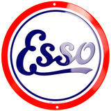 Esso Gas Oil Tin Metal Round Sign 12