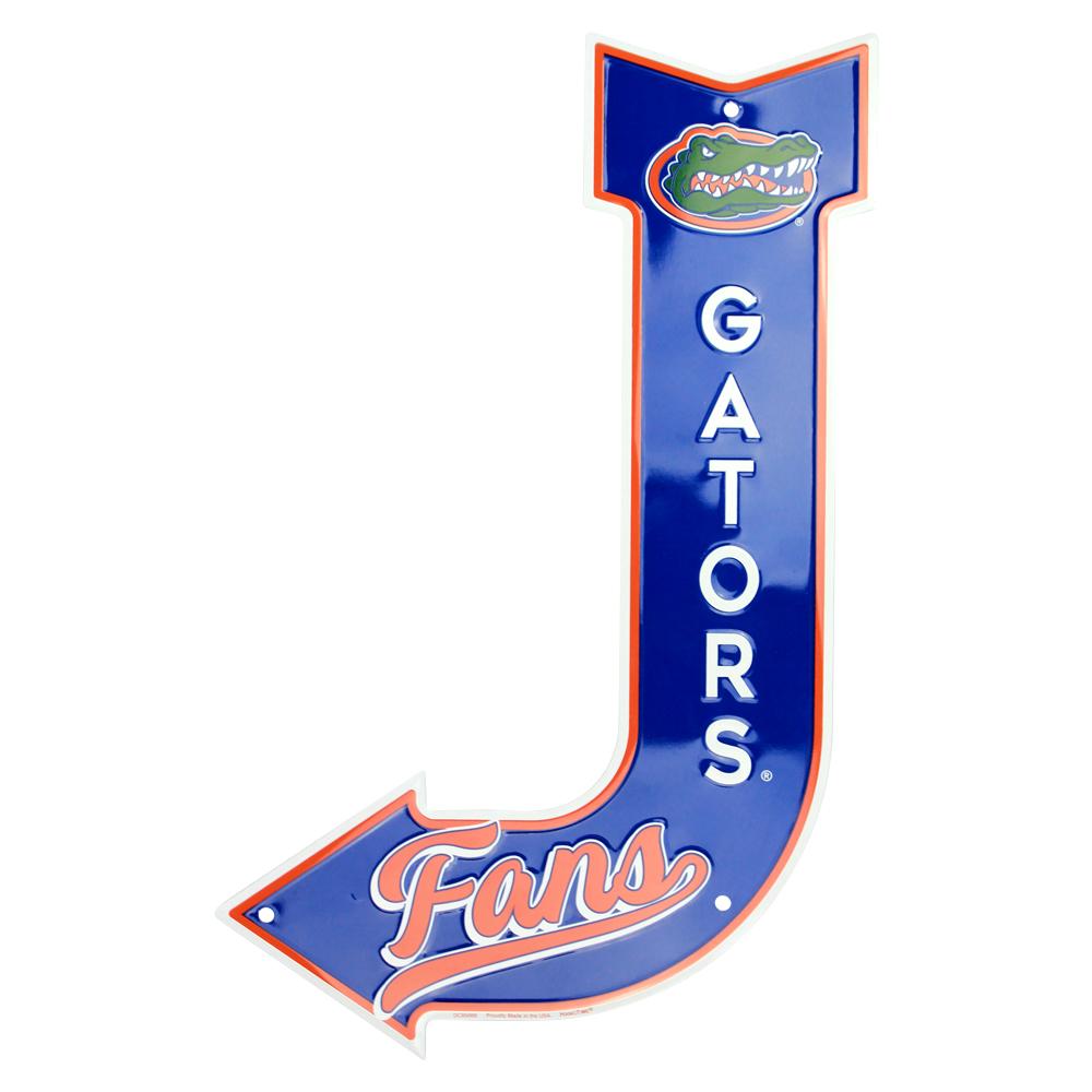 Florida Gators J Arrow Metal Embossed Sign