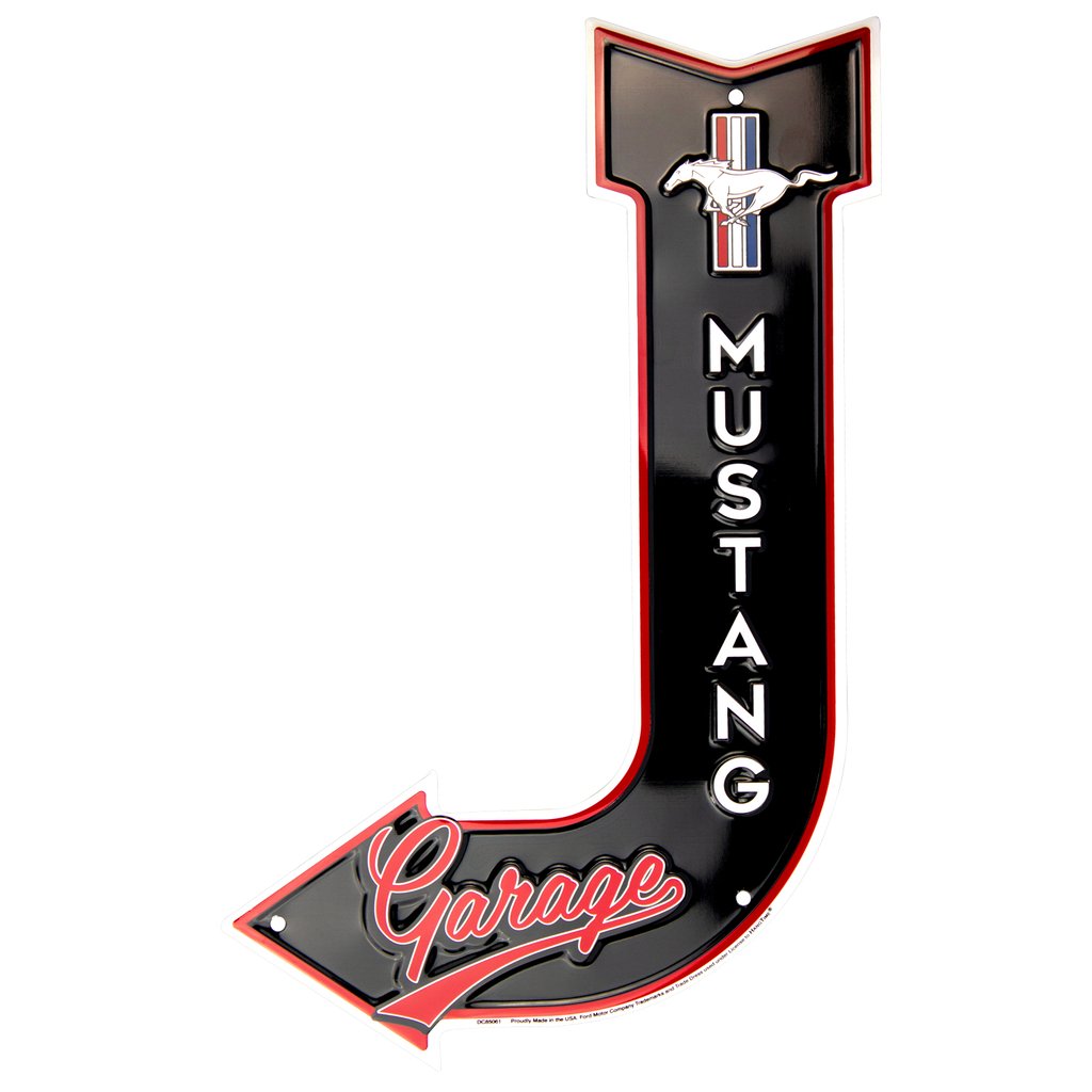 Ford Mustang Garage J Arrow Metal Embossed Sign