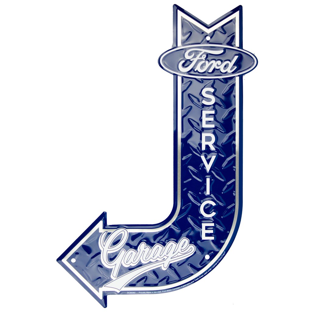 Ford Service Garage Metal Embossed Diamond J Arrow Sign