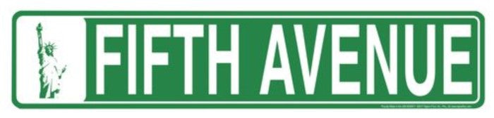 Fifth Avenue Street Sign 24" X 5" Embossed Metal