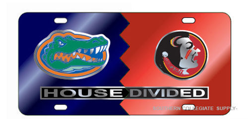 Florida Gators Florida State Seminoles House Divided Mirror License Plate Car Tag