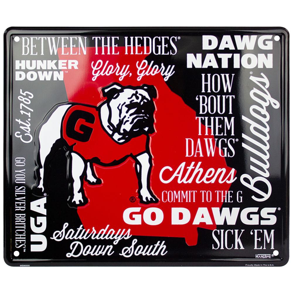 Georgia Bulldogs Fan Cloud Metal Sign 12X14"