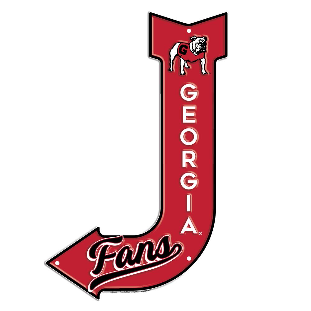 Georgia Bulldogs J Arrow Metal Embossed Sign