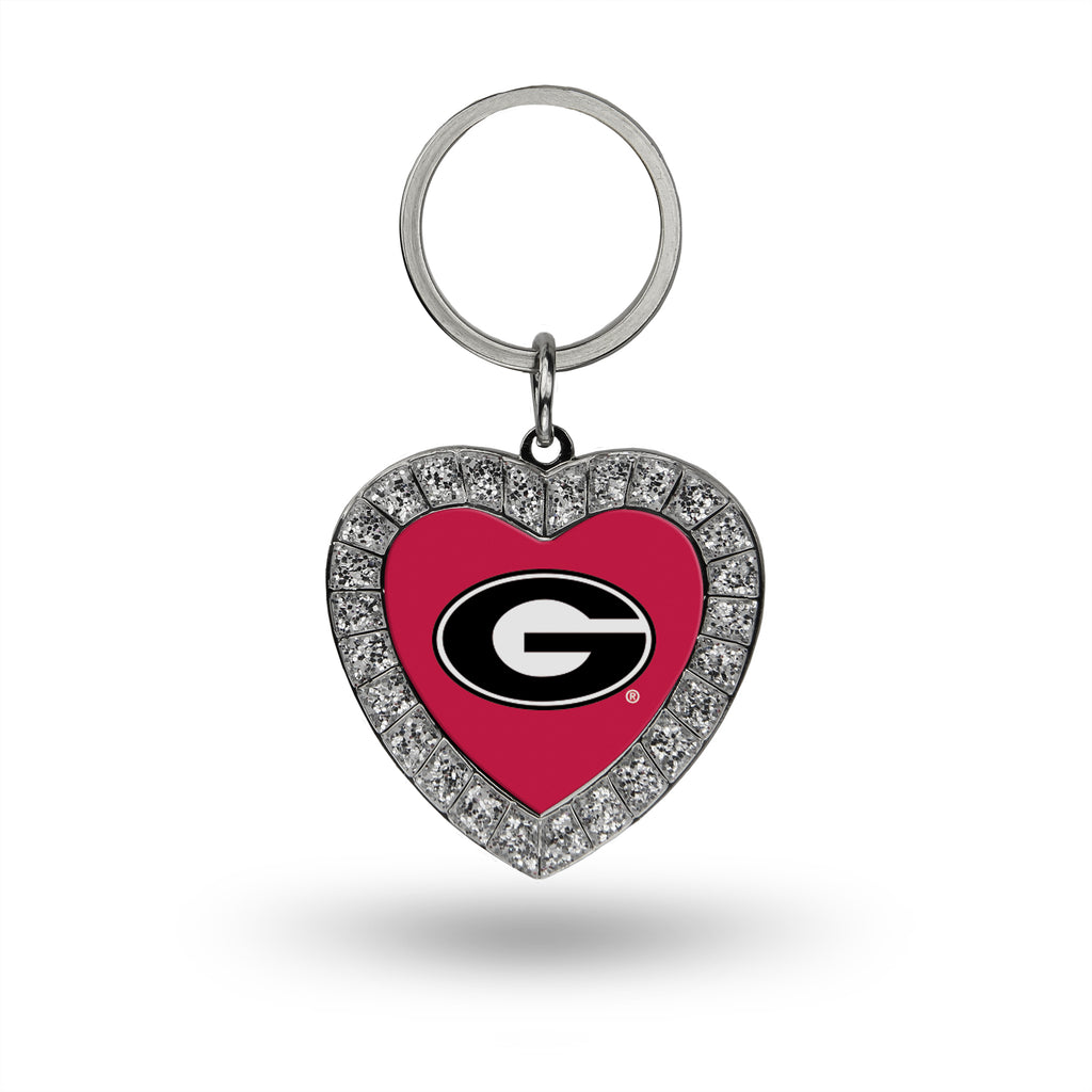 Georgia Bulldogs Rhinestone Heart Bling Keychain Ncaa Key Ring