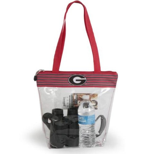 Georgia Bulldogs Clear Zipper Stadium Tote Approved Purse Bag Ncaa Inside Pocket