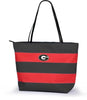 Georgia Bulldogs Game Day Rugby Striped Shopper Tote Purse Zipper Bag Tailgate