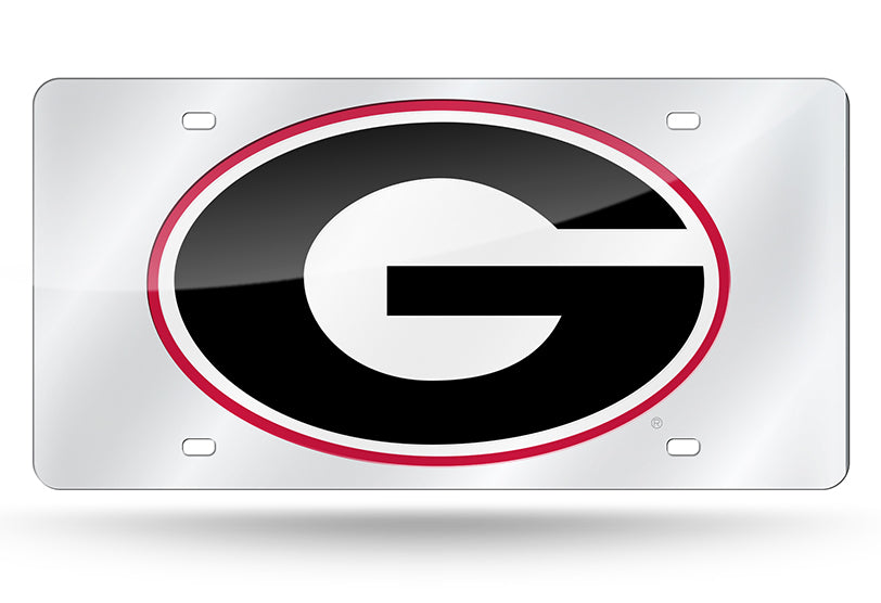 Georgia Bulldogs Mirror Car Tag License Plate Silver White Red Black G Sign