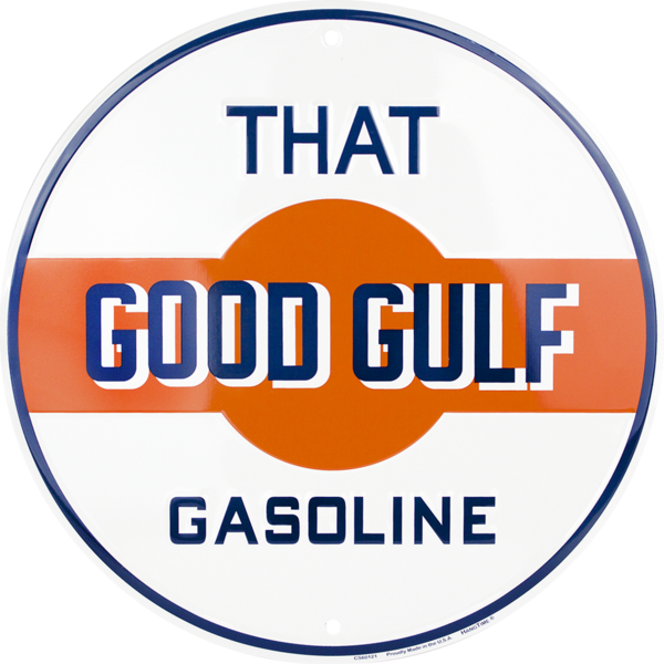 Gulf That Good Gasoline Tin Metal Round Sign 12" Vintage Decor Shop Au ...