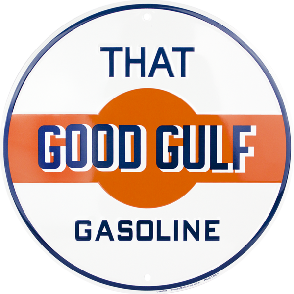 Gulf That Good Gasoline Tin Metal Round Sign 12" Vintage Decor Shop Auto Gas