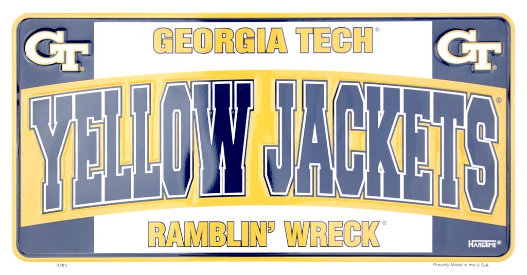 Georgia Tech Car Truck Tag License Plate Gt Yellow Jackets Metal Sign Blue White