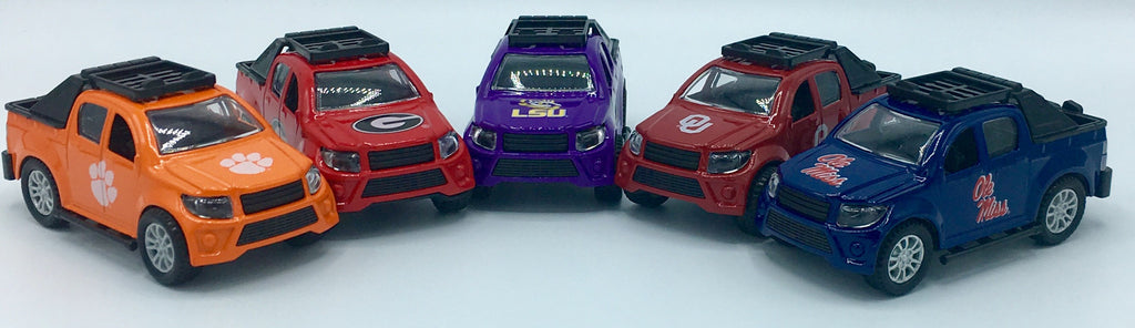 OKLAHOMA SOONERS TEAM TRUCKS PULL BACK ACTION DIE CAST COLLECTIBLE UNIVERSITY TOY