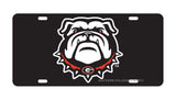 Georgia Bulldogs Head Inlaid Laser Cut License Plate Car Tag University Black Auto