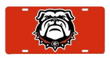 Georgia Bulldogs Logo Inlaid Laser Cut License Plate Car Tag University Red