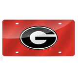 Georgia Bulldogs Mirror Car Tag License Plate Red Silver Black G Sign Craftique