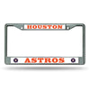 Houston Astros Car Truck Tag Metal License Plate Frame Chrome White Baseball Mlb