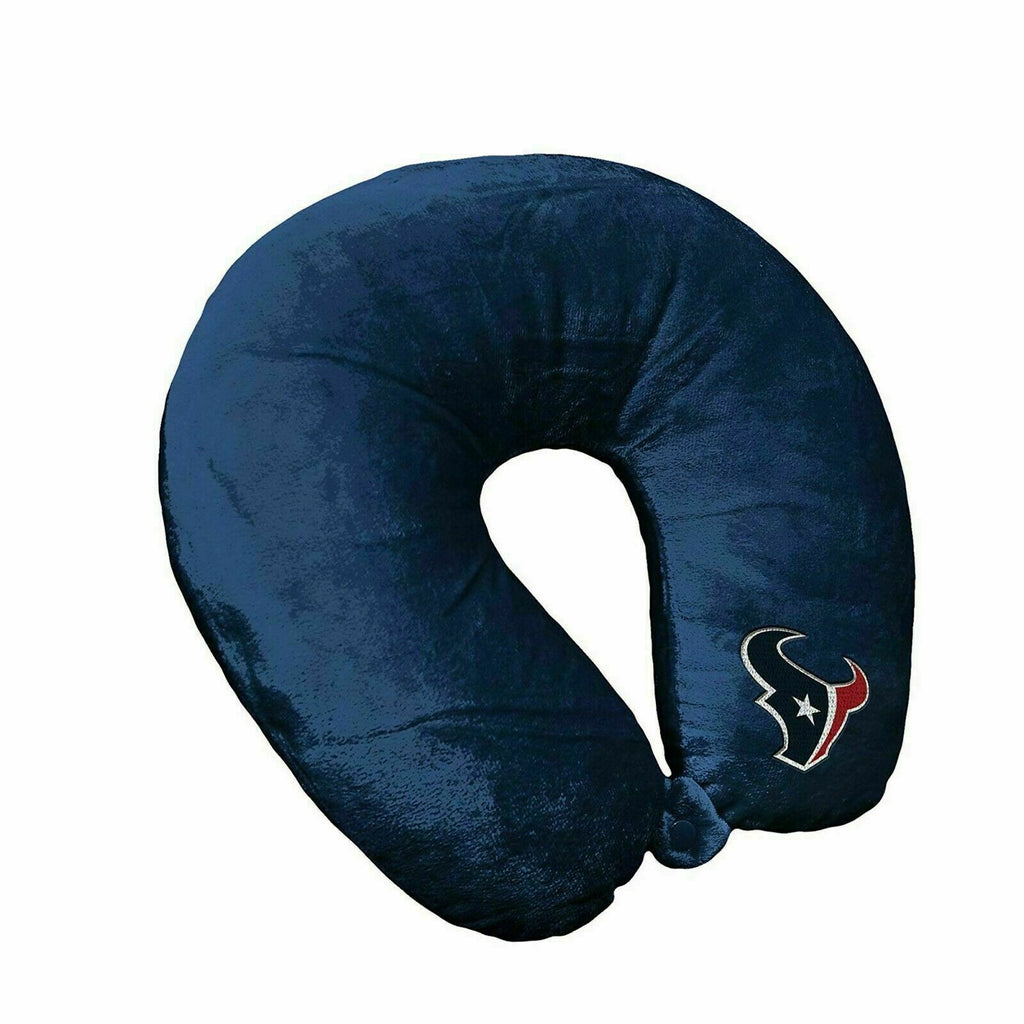 Houston Texans Applique Travel Neck Pillow Team Logo Color Snap Closure Polyester