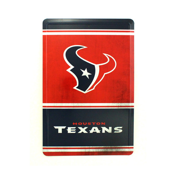 Houston Texans Team Tin Sign Vintage Wood Look Metal 8"  X 12" Man Cave Fan