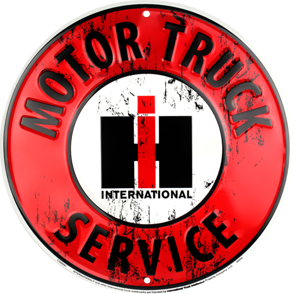 International Harvester Motor Truck Service Tin Metal Round Sign 12" Embossed