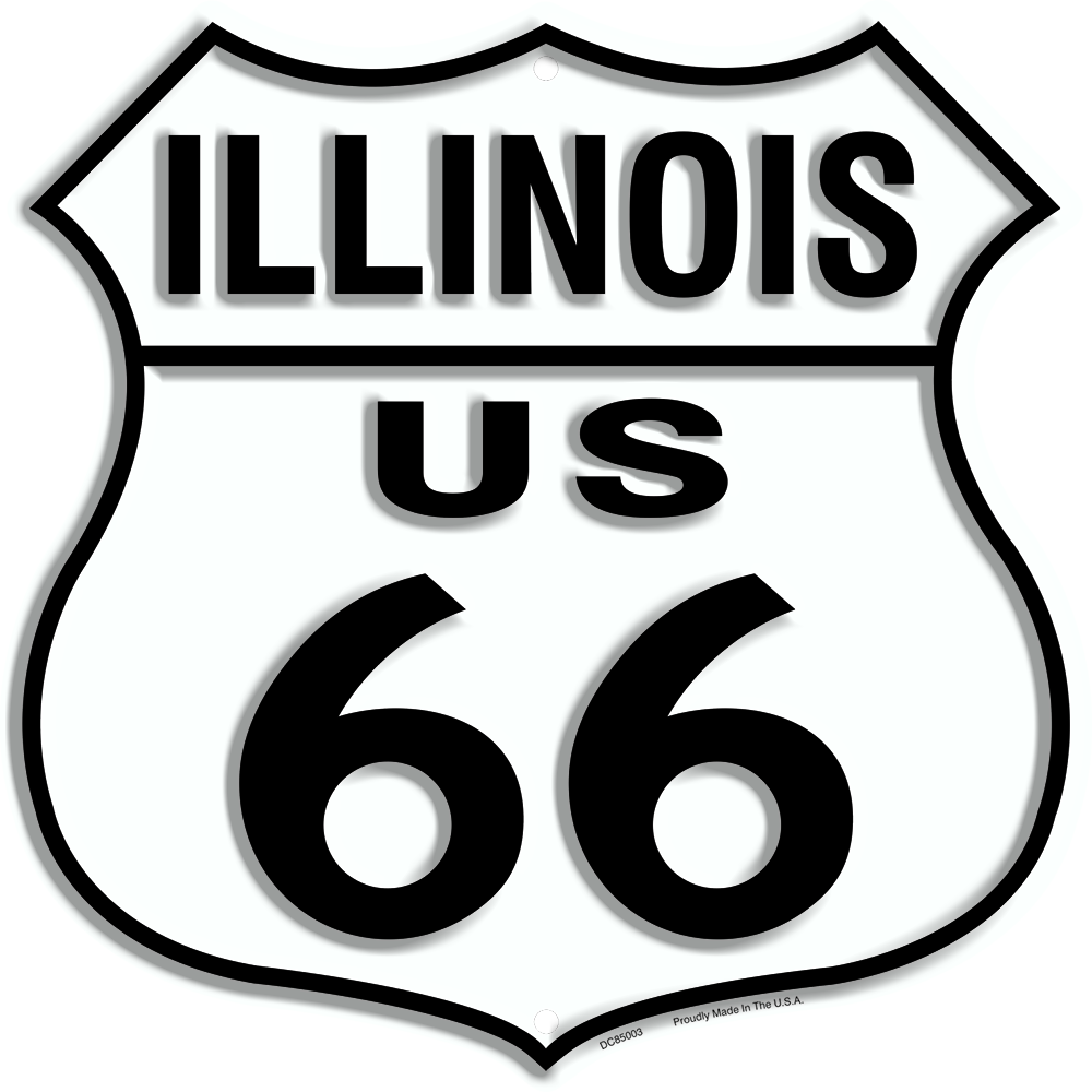 Us Route 66 Illinois 12 X 12" Shield Metal Tin Embossed Historic Highway Sign