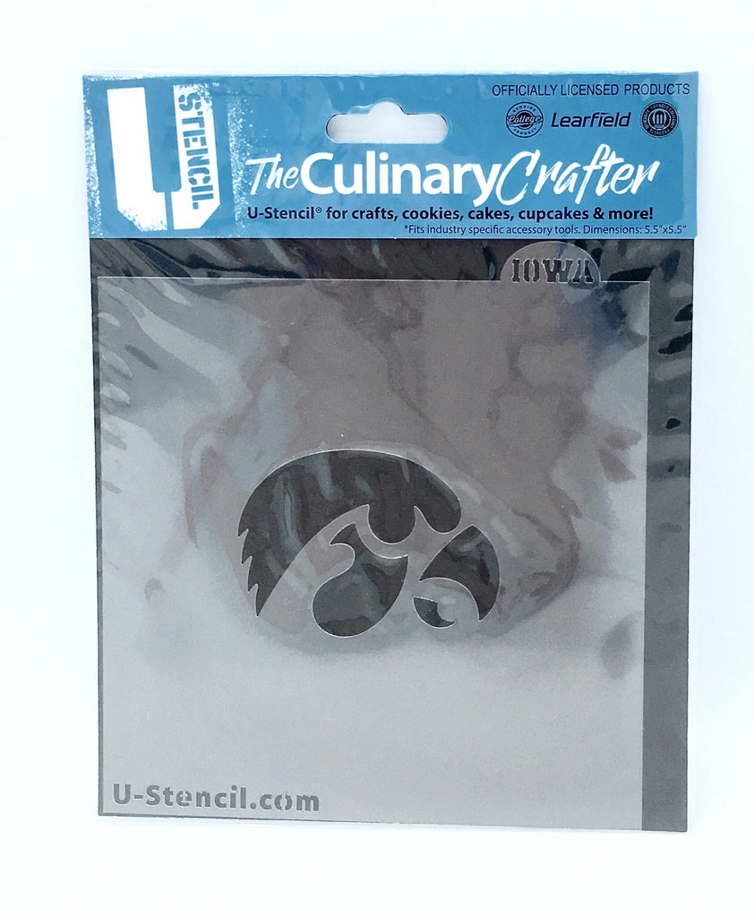 IOWA HAWKEYES MASCOT STENCIL CULINARY CRAFTING DECORATING COOKIES CAKES CUPCAKES NCAA