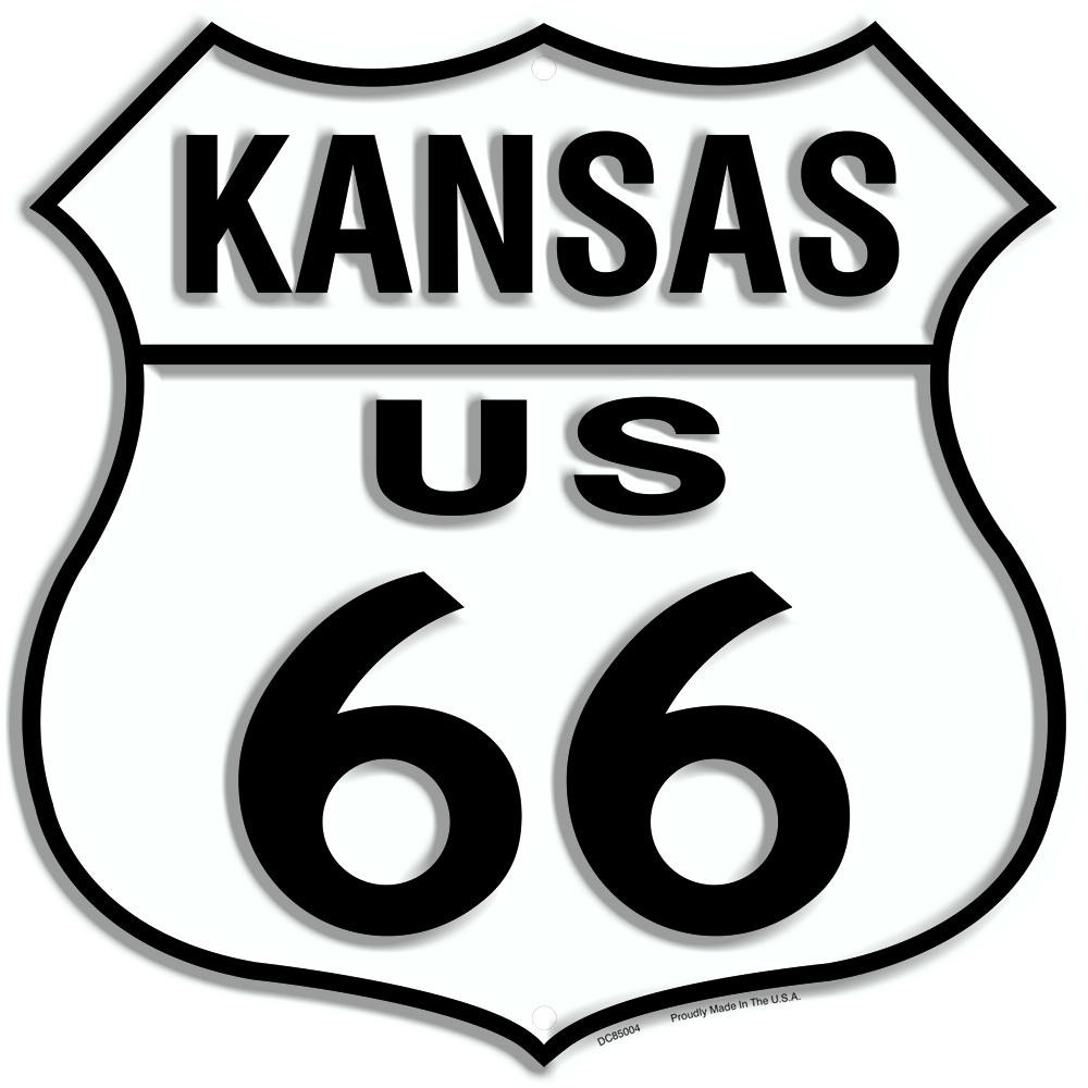 Us Route 66 Kansas 12 X 12" Shield Metal Tin Embossed Historic Highway Sign