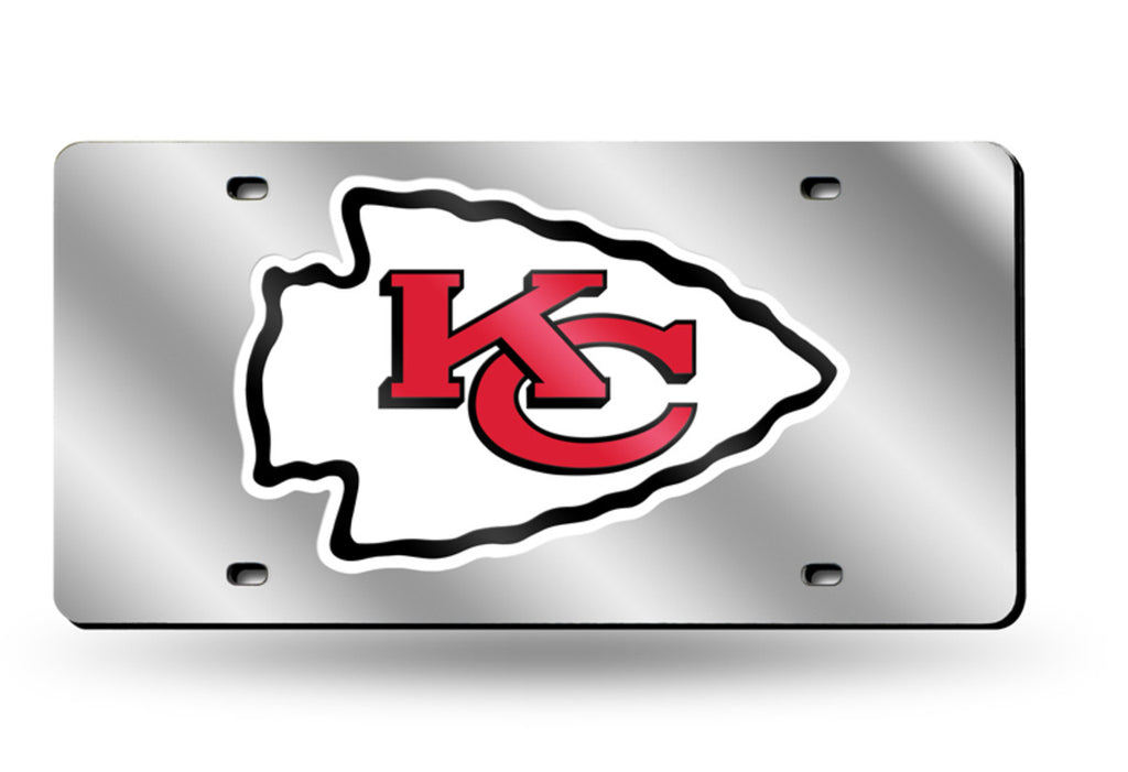 Kansas City Chiefs Mirror Car Tag Laser License Plate Silver Sign Nfl