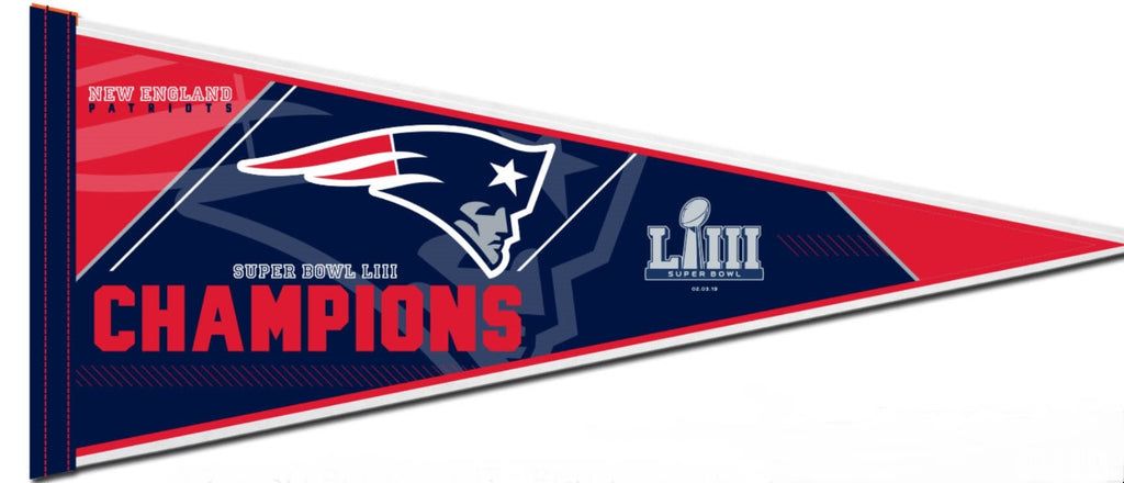 New England Patriots Super Bowl Liii  Champions Pennant 12" X 29 1/2" Nfl