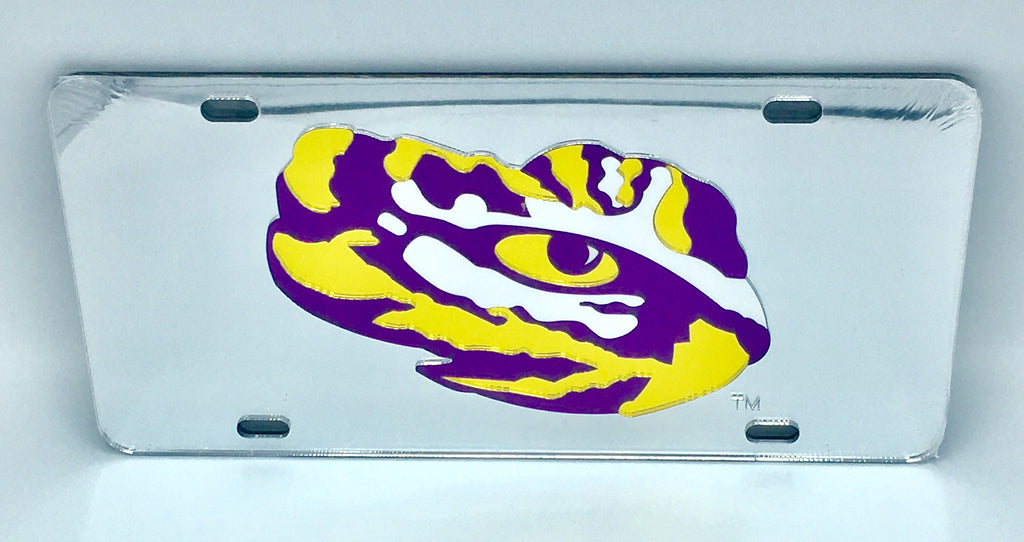 Lsu Tigers Mirror Car Tag Silver Laser License Plate Tiger Eye Auto Car Truck