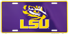 Lsu Tigers License Plate Purple W/ Tiger'S Eye