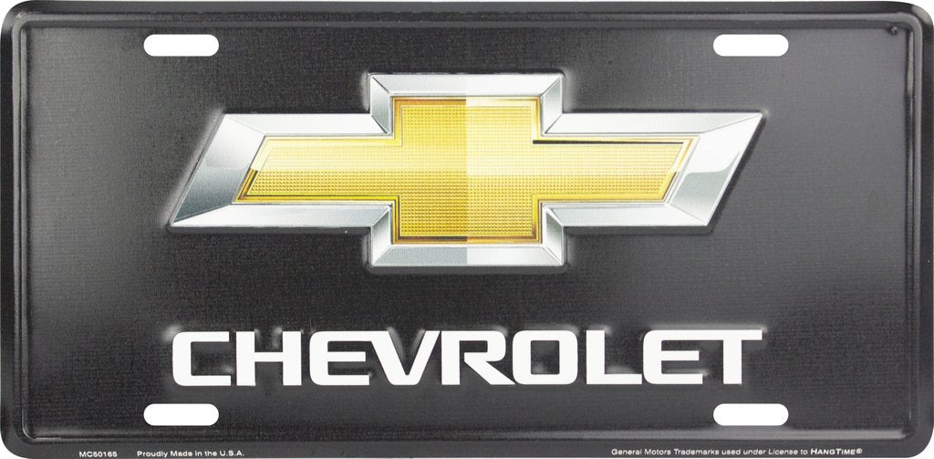 Chevrolet Logo License Plate Black Embossed