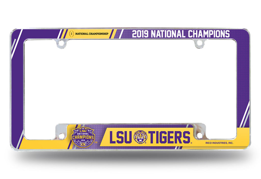 LSU Tigers National Champions 2019 Chrome License Plate Frame All Over Tag Cover