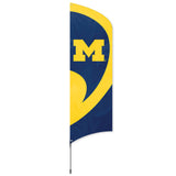 Michigan Wolverines 8.5 Foot Tall Team Flag 11.5' Pole Sign Applique Embroidered Tailgates