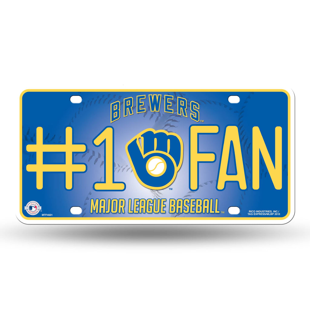 Milwaukee Brewers #1 Fan Car Truck Tag License Plate Mlb Baseball Metal Sign