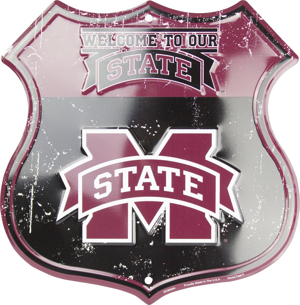Mississippi State Bulldogs Shield Welcome To Our State Metal Sign
