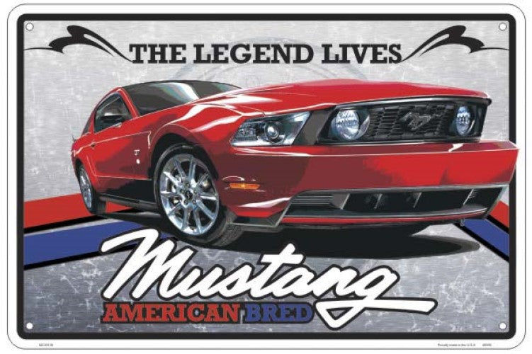 Ford Mustang American Bred Sign 18" X12" Large Embossed The Legend Lives Mancave