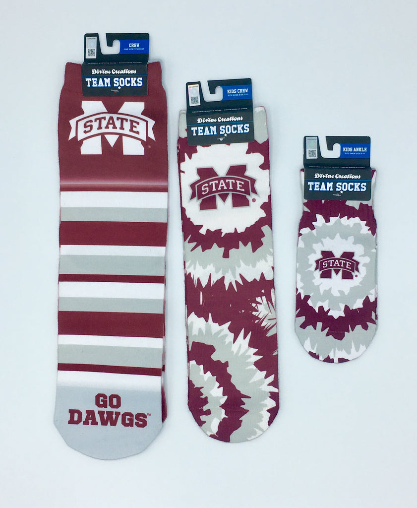 Mississippi State Bulldogs Team Socks New Sublimated Crew Ankle Ncaa Unisex Pick A Size College