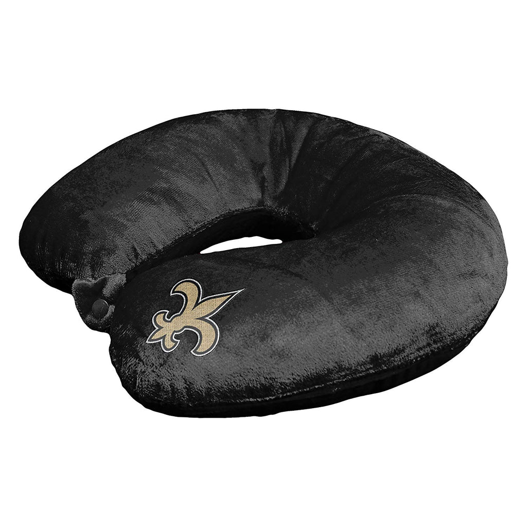 NEW ORLEANS SAINTS APPLIQUE TRAVEL NECK PILLOW TEAM LOGO COLOR SNAP CLOSURE POLYESTER