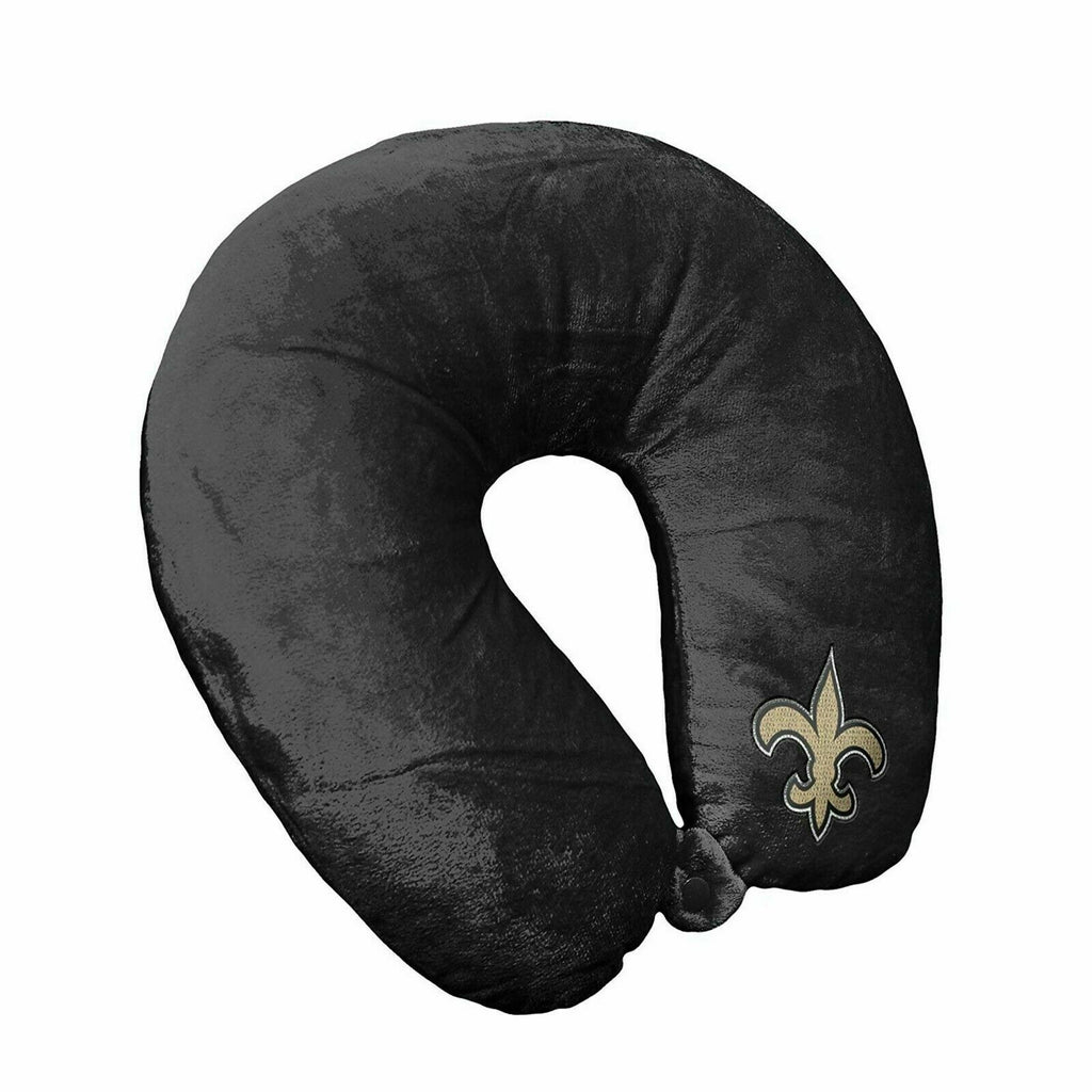 NEW ORLEANS SAINTS APPLIQUE TRAVEL NECK PILLOW TEAM LOGO COLOR SNAP CLOSURE POLYESTER