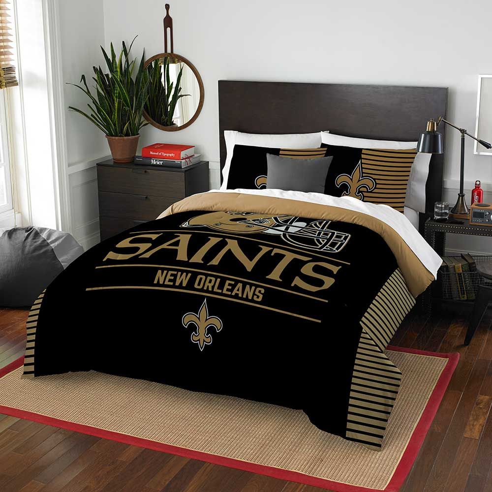 NEW ORLEANS SAINTS FULL/QUEEN COMFORTER AND SHAM 3PC SET DRAFT NORTHWEST NFL