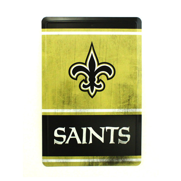 New Orleans Saints Team Tin Sign Vintage Wood Look Metal 8"  X 12" Man Cave Fan