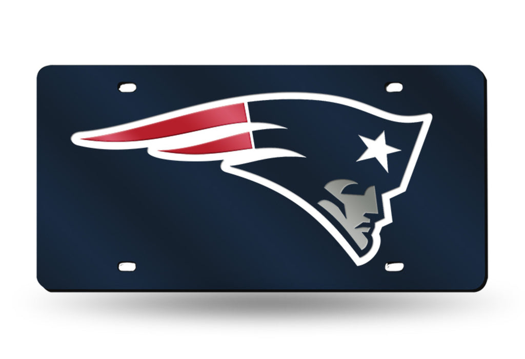 New England Patriots Mirror Car Tag Laser License Plate Navy Blue Sign Nfl