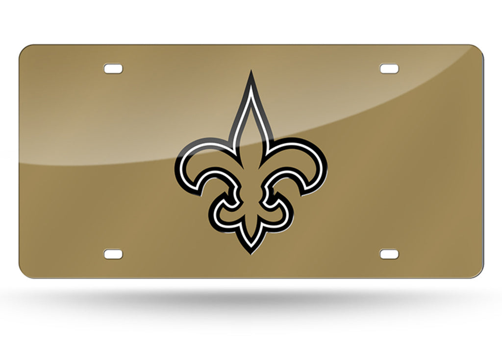 New Orleans Saints Mirror Car Tag Laser License Plate Gold Sign Logo Nfl