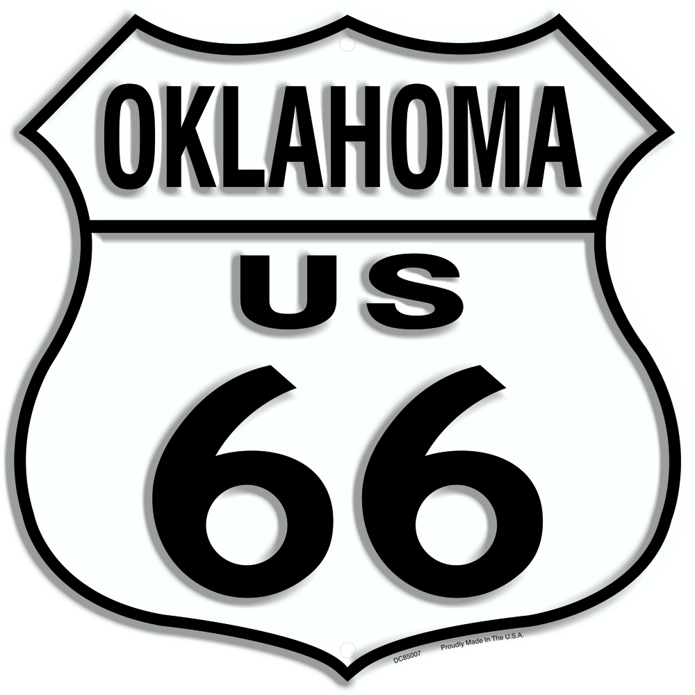 Us Route 66 Oklahoma 12 X 12" Shield Metal Tin Embossed Historic Highway Sign