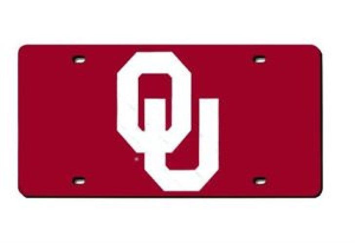 OKLAHOMA SOONERS MIRROR LICENSE PLATE RED