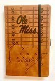 Ole Miss Rebels Laser Engraved Brown Notepad With Elastic Band Journal Logo